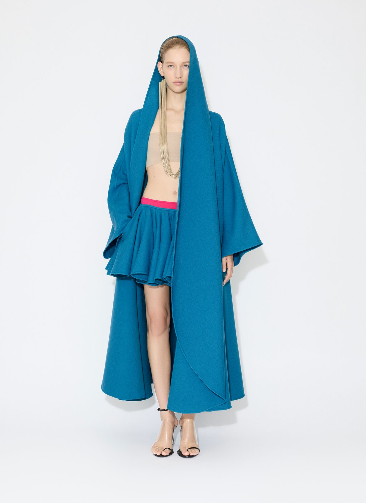 WOOL GAZAR HOODED CAPE ALAÏA  WOOL GAZAR HOODED CAPE